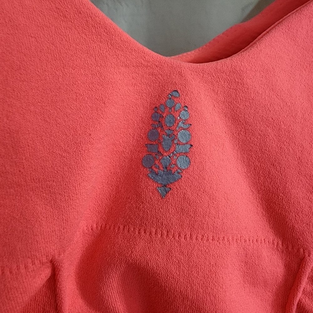 Free People Movement XS/S Coral Longline Bralette Crop Tank Ruched Built In Bra - Picture 9 of 11